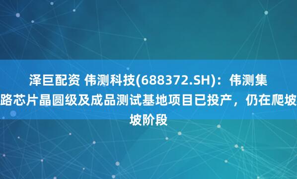 泽巨配资 伟测科技(688372.SH)：伟测集成电路芯片晶圆级及成品测试基地项目已投产，仍在爬坡阶段
